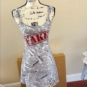 Chic Newspaper Print Mini Dress